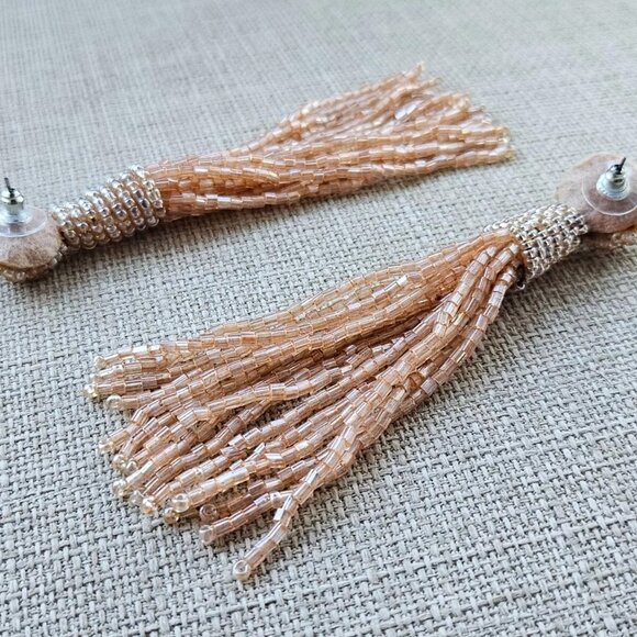 Women Earrings Orange Beads Fringe Drop Down Ear Fashion Jewelry - Picture 7 of 8